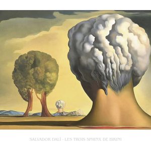 Kunstdruk Salvador Dali - Les Trois Sphinx de Bikini 80x60cm