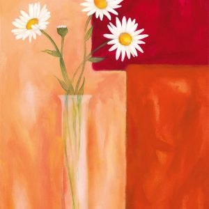 Kunstdruk Günter Gohn - Margeriten mit Siena-Braun 60x80cm