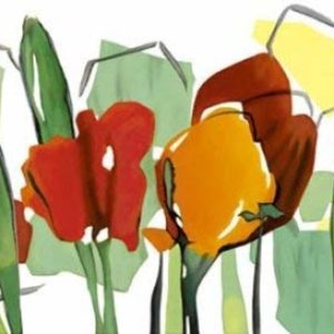 Kunstdruk Walter Muth - Rote Blumen Trilogie II 100x70cm