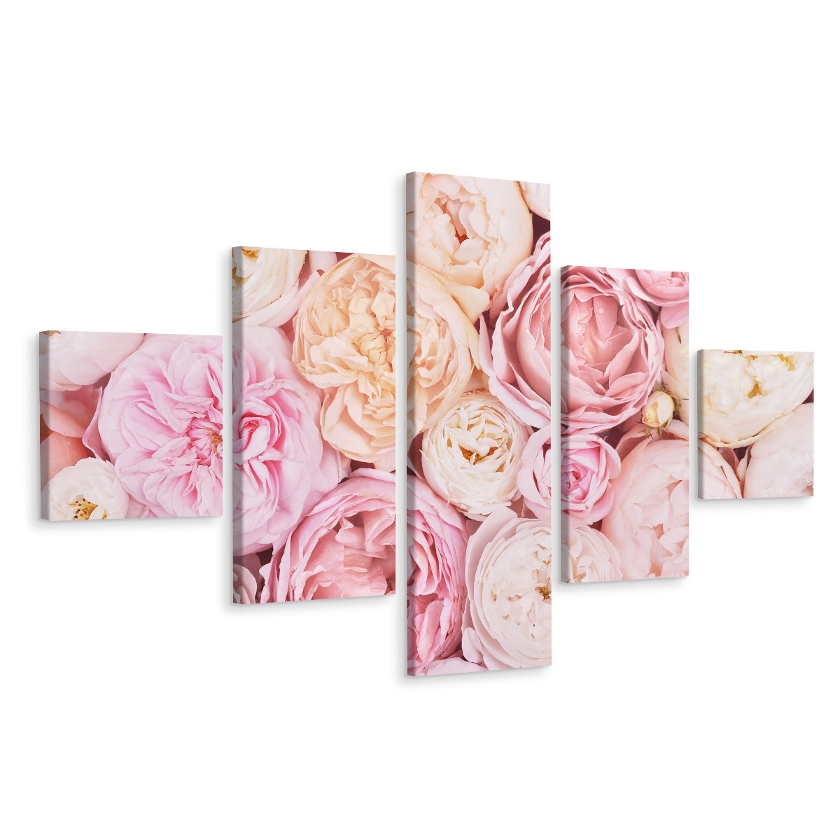 Schilderij - Bloemen in pastel, 5luik, premium print 1 Schilderij - Bloemen in pastel, 5luik, premium print