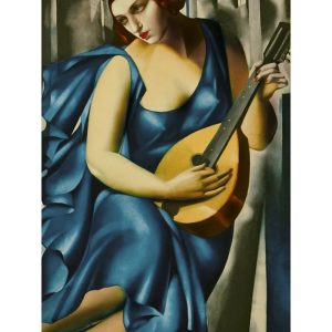 Kunstdruk Tamara De Lempicka - Donna in Blu suona mandolino 60x80cm