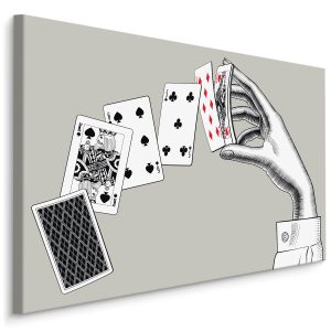 Schilderij - Hand met speelkaarten, premium print