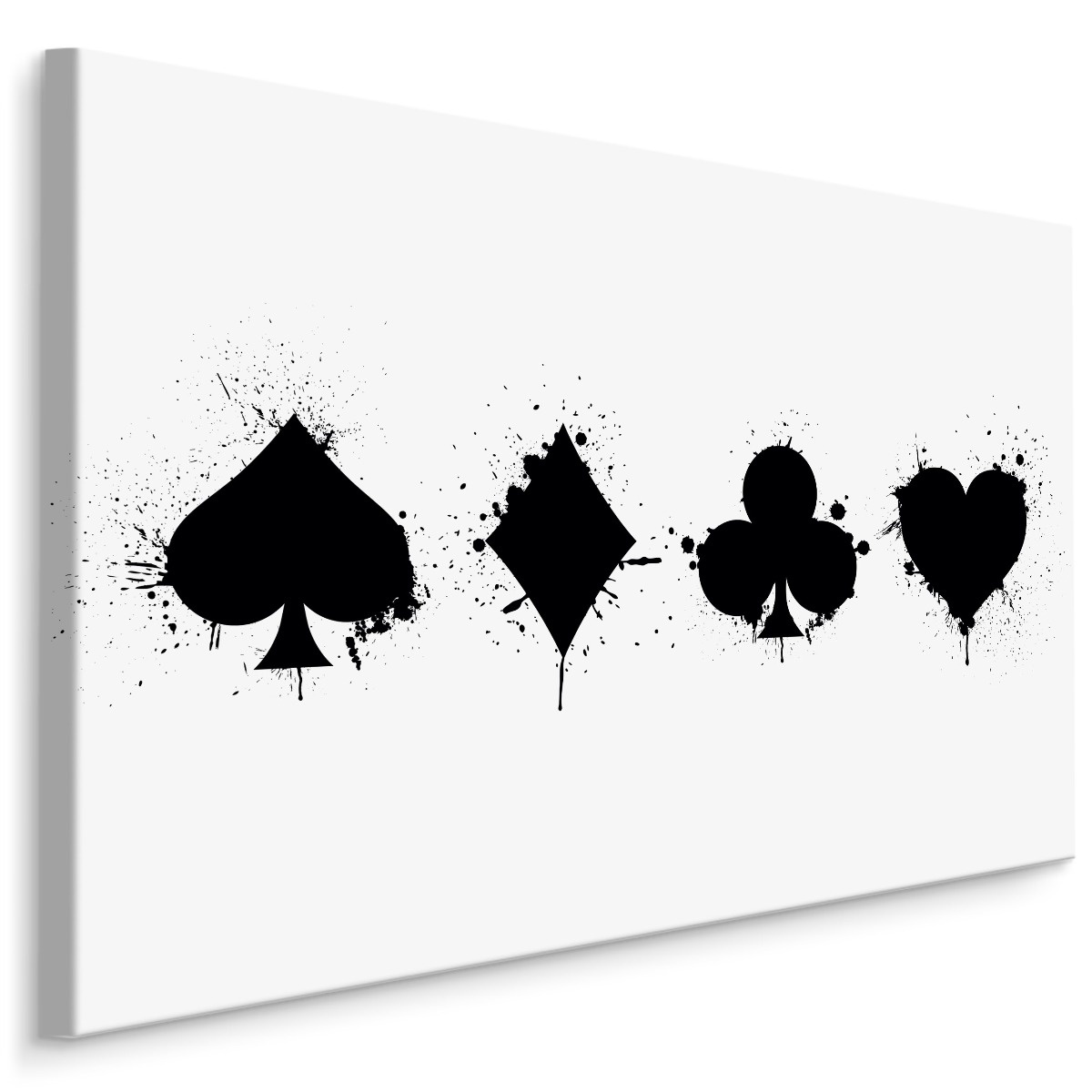 Schilderij - Speelkaart symbolen spetters, premium print 1 Schilderij - Speelkaart symbolen spetters, premium print