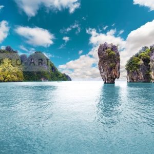Schilderij - Uitzicht Thailand, blauw/groen, 2 maten , premium print, print op canvas