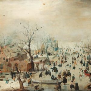 Hendrick Avercamp - Winterlandschap met schaatsers , Rijksmuseum, print op canvas, premium print 120x70cm