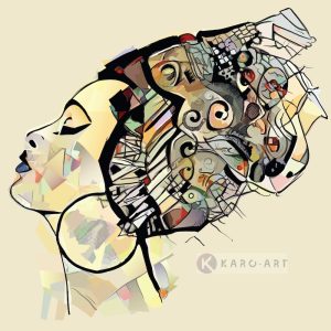 Schilderij - Afrikaanse vrouw , Multikleur , 3 maten , Premium print