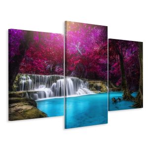 Top 30 meest verkochte schilderijen, populaire kunst 26 Schilderij - Kanchanaburi waterval Thailand, 3 luik, premium print