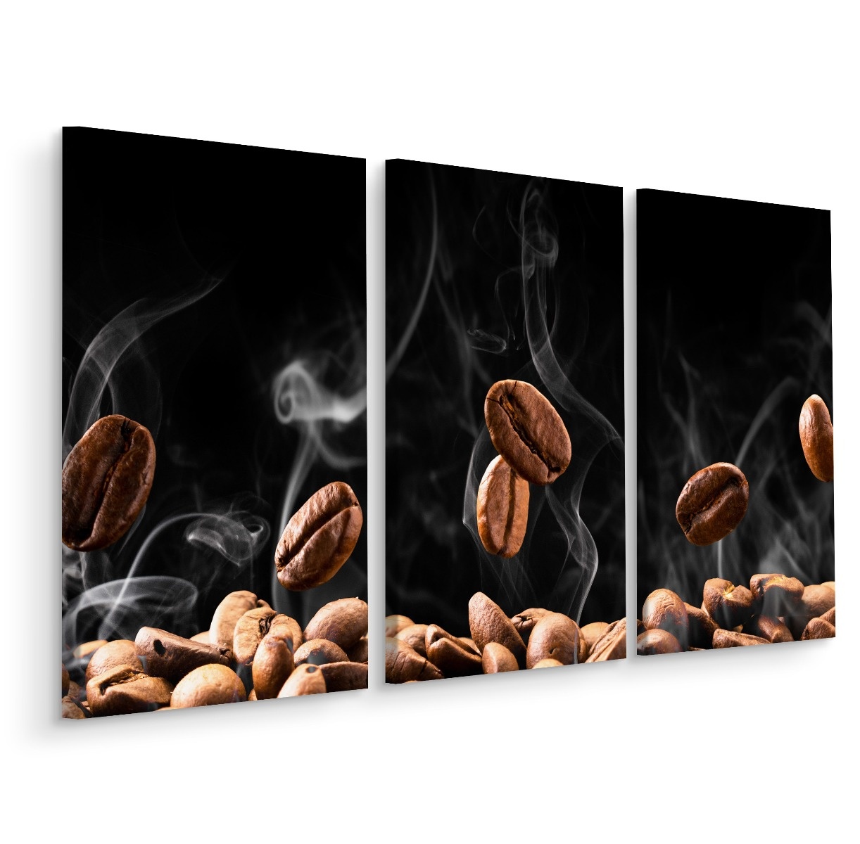 Schilderij - Hete koffie bonen, horeca, 3 luik, premium print 1 Schilderij - Hete koffie bonen, horeca, 3 luik, premium print
