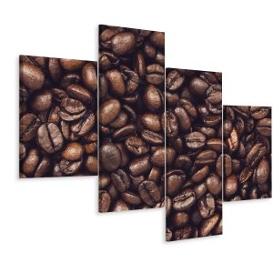 Schilderij - geroosterde koffiebonen, 4 luik, premium print