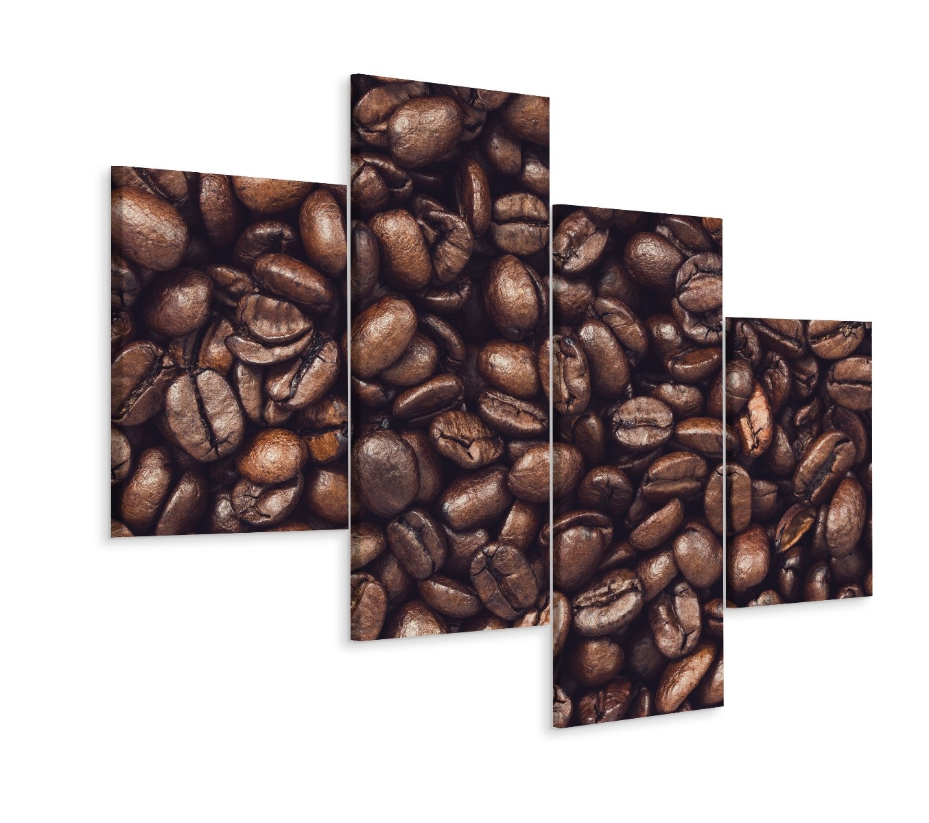 Schilderij - geroosterde koffiebonen, 4 luik, premium print 1 Schilderij - geroosterde koffiebonen, 4 luik, premium print