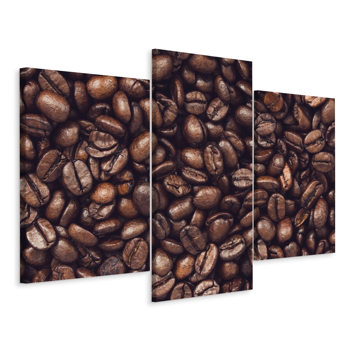 Schilderij - geroosterde koffiebonen, 3 luik, premium print 1 Schilderij - geroosterde koffiebonen, 3 luik, premium print