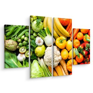 Multipart Canvas print Fruits and vegetables in rainbow colors Canvas 80x60 cm (2x 20x60 cm + 2x 20x40 cm) LBS-2982-C80-60_2X20-60_2X20-40