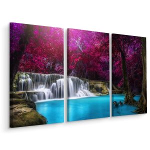 Schilderij - Kanchanaburi waterval Thailand, 3 luik, premium print