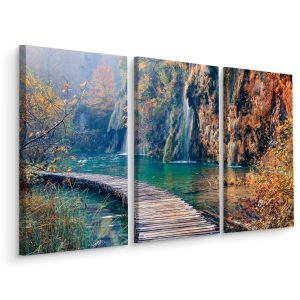 Schilderij - Loopbrug door het paradijs, 3 luik, premium print