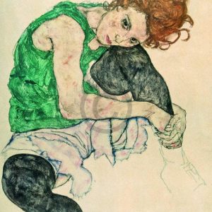 Kunstdruk Egon Schiele - Sitzende Frau mit hochgezogenen 60x80cm