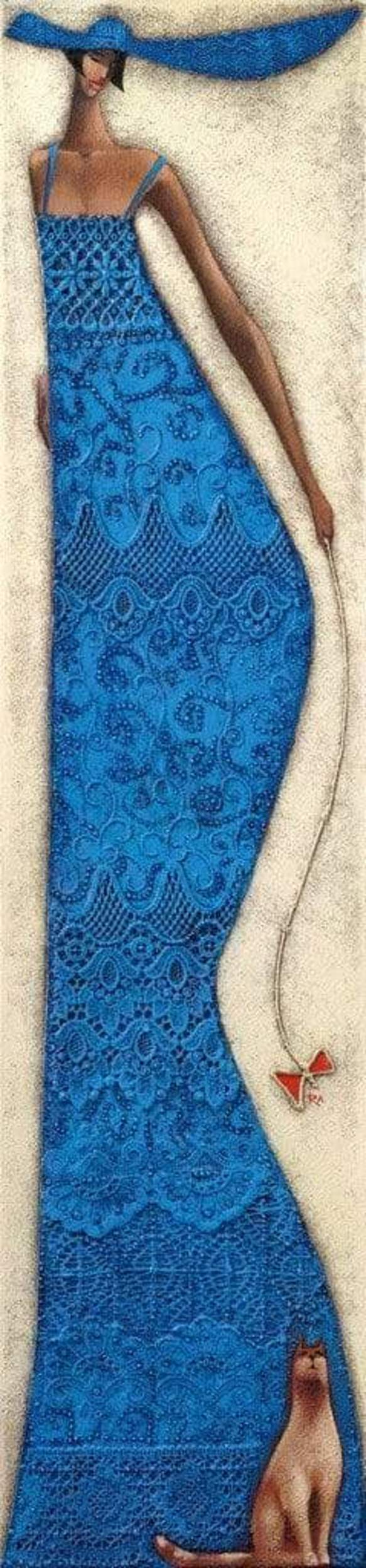Kunstdruk Ira Tsantekidou - Lady in Blue 32x128cm 1 Kunstdruk Ira Tsantekidou - Lady in Blue 32x128cm