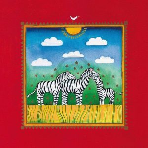 Kunstdruk Linda Edwards - Three little zebras 40x40cm