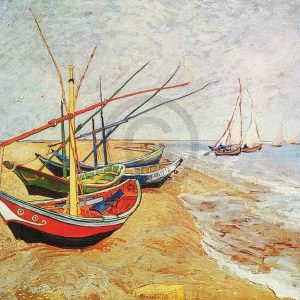 Kunstdruk Vincent Van Gogh - Barche sulla spiaggia 80x60cm